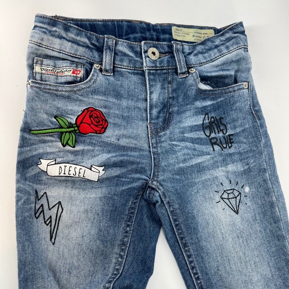 Diesel Other - Diesel Kid Girls Super Slim Skinny Jeans Blue Embellished/Embroidered Size 8